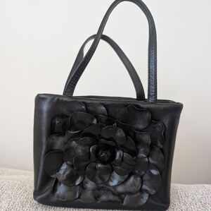 Elegant Black Floral Handbag - Paolo Masi